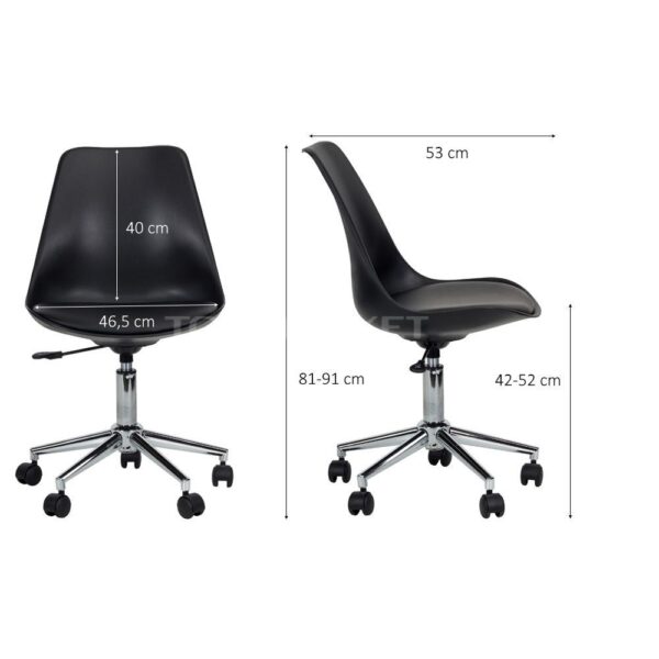 allure czarny6 Krzesło obrotowe ALLURE czarne - wymiary
