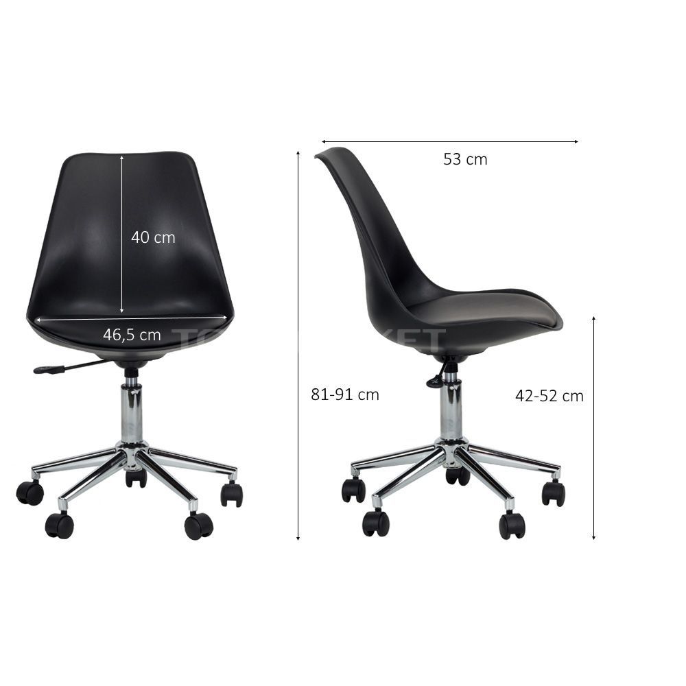 allure czarny6 Krzesło obrotowe ALLURE czarne - wymiary